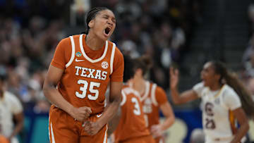 Texas Longhorns forward Madison Booker (35) during 2025 NCAA tournament against the South Carolina Gamecocks, April 4, 2025 at Amalie Arena in Tampa, Florida.