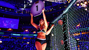 UFC ring girl pictured during UFC 289 at Rogers Arena