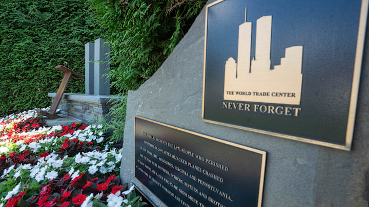 A 9/11 memorial honoring the fallen heroes and victims of the September 11th, 2001 attacks near Totowa Municipal Building. 