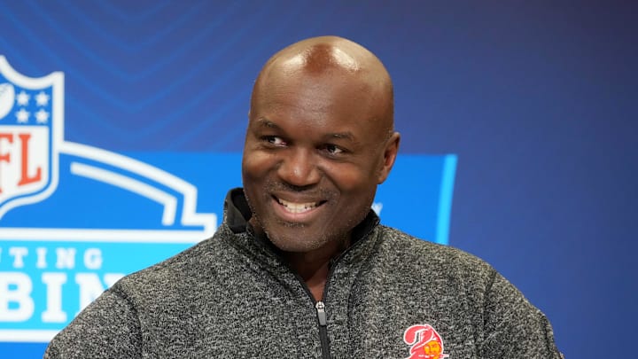Tampa Bay Buccaneers coach Todd Bowles speaks during the NFL Scouting Combine at the Indiana Convention Center. Tampa Bay Buccaneers coach Todd Bowles speaks during the NFL Scouting Combine at the Indiana Convention Center.