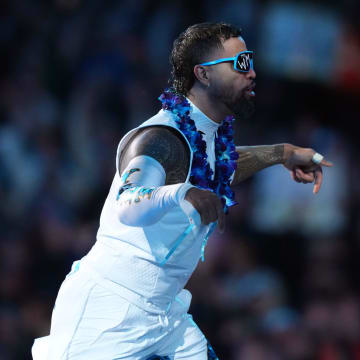 Apr 6, 2024; Philadelphia, PA, USA; Jimmy Uso (white attire) and Jey Uso (red attire) during Wrestlemania XL Saturday at Lincoln Financial Field. Mandatory Credit: Joe Camporeale-USA TODAY Sports