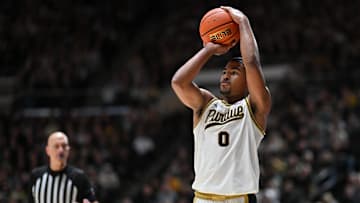 Purdue Boilermakers guard C.J. Cox (0) shoots the ball 