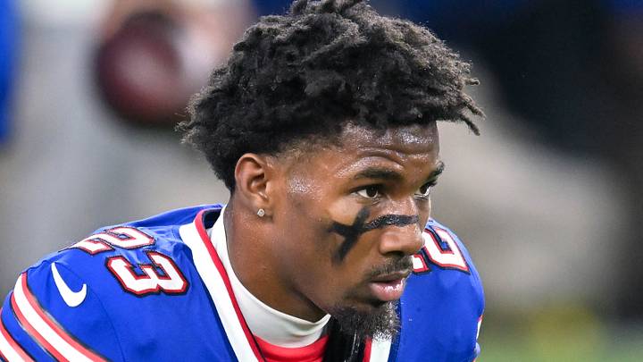 Sep 17, 2026; Orchard Park, New York, USA; Buffalo Bills cornerback Dee Alford (23) warms up before a game against the Detroit Lions at New Highmark Stadium. Mandatory Credit: Mark Konezny-Imagn Images