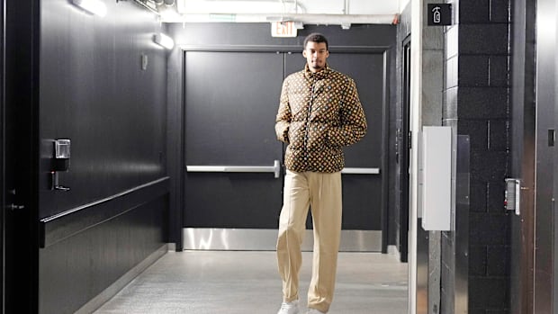 Mar 15, 2024; Austin, Texas, USA; San Antonio Spurs forward Victor Wembanyama (1) enters Moody Center before a game against t