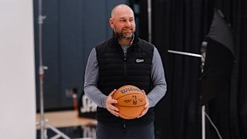 Sep 30, 2024; Sacramento, CA, USA; Sacramento Kings general manager Monte McNair during media day at Golden 1 Center. Mandatory Credit: Sergio Estrada-Imagn Images