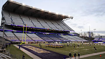 Nov 28, 2020; Seattle, Washington, USA; General view of Alaska Airlines Field at Husky Stadium during pregame warmups between the Washington Huskies and Utah Utes. Mandatory Credit: Joe Nicholson-USA TODAY Sports