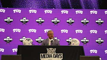 Sonny Dykes talks to the media on Wednesday afternoon in Frisco.