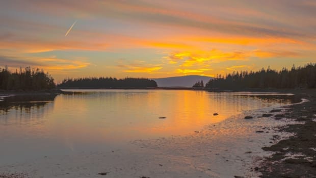 sunset on the National Park Service’s Loop Road around the Schoodic Peninsula.