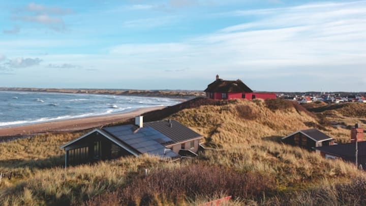 Houses on the shore of Klitmøller, Denmark