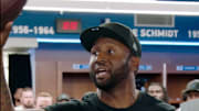 Lions defensive coordinator Kelvin Sheppard in the victorious locker room. 