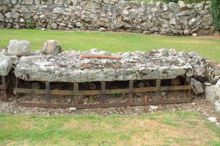 A mortsafe in St. Mary’s Chapel, Old Kinnernie, Aberdeenshire, Scotland.