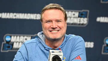 Mar 19, 2025; Providence, RI, USA; Kansas Jayhawks head coach Bill Self speaks to the media during a press conference at Amica Mutual Pavilion. Mandatory Credit: Eric Canha-Imagn Images