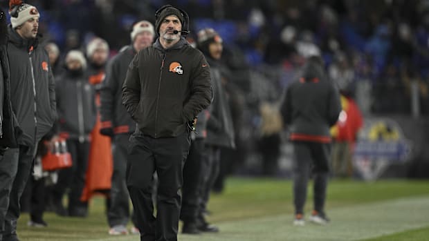 Jan 4, 2025; Baltimore, Maryland, USA;  Cleveland Browns head coach Kevin Stefanski walks the sidelines during the second hal