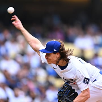 Dodgers pitcher Tyler Glasnow (31) throws during the first inning against the Pittsburgh Pirates at Dodger Stadium on April 27