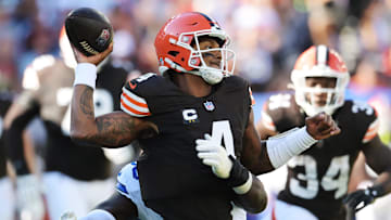 Cleveland Browns quarterback Deshaun Watson (4) during the first quarter at Huntington Bank Field.