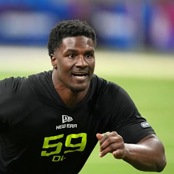 Tennessee defensive lineman James Pearce at the Scouting Combine.