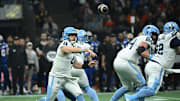 Nov 17, 2024; Vancouver, British Columbia, CAN; Toronto Argonauts quarterback Nick Arbuckle (4) throws the ball against Winnipeg Blue Bombers at BC Place. Mandatory Credit: Simon Fearn-Imagn Images