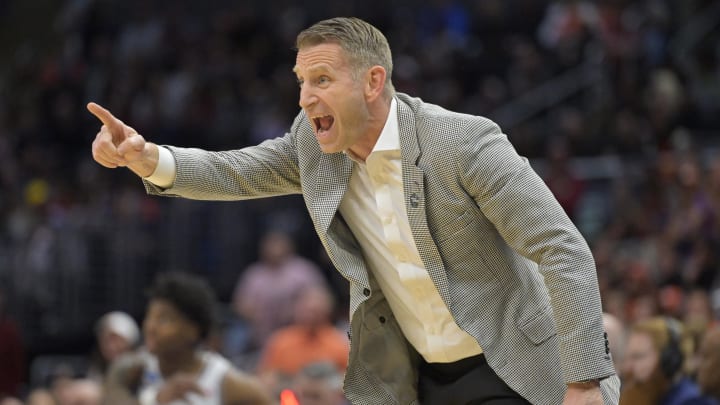 Mar 30, 2024; Los Angeles, CA, USA; Alabama Crimson Tide head coach Nate Oats reacts in the first half against the Clemson Tigers in the finals of the West Regional of the 2024 NCAA Tournament at Crypto.com Arena. Mandatory Credit: Jayne Kamin-Oncea-USA TODAY Sports