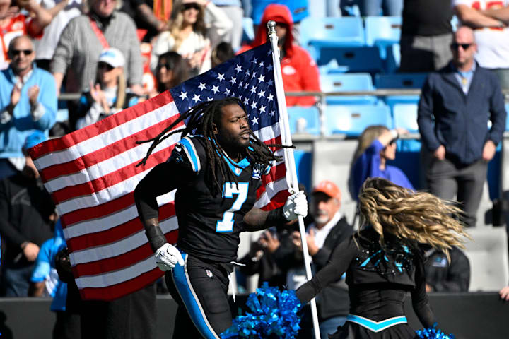 Carolina Panthers linebacker Jadeveon Clowney. 