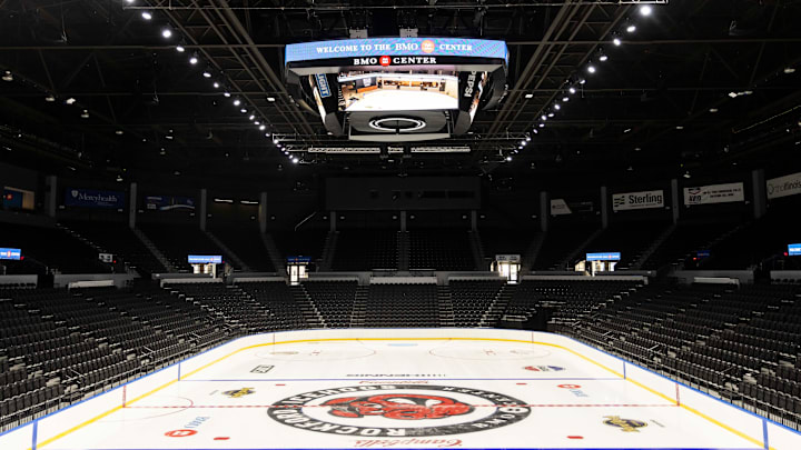 New seats surround the Rockford IceHogs rink on Wednesday, Sept. 25, 2024, inside the BMO Center in downtown Rockford.