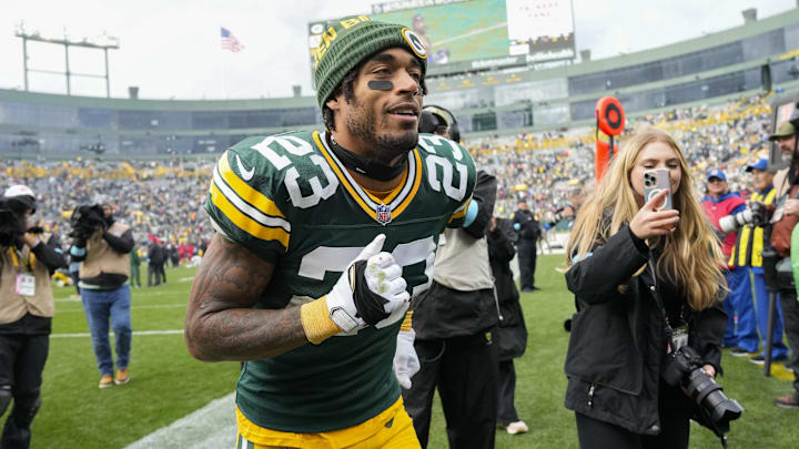 Green Bay Packers cornerback Jaire Alexander (23) following the game against the Arizona Cardinals at Lambeau Field. Green Bay Packers cornerback Jaire Alexander (23) following the game against the Arizona Cardinals at Lambeau Field.