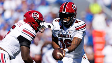 South Carolina football quarterback LaNorris Sellers and running back Rocket Sanders