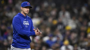 Apr 8, 2024; San Diego, California, USA; Chicago Cubs manager Craig Counsell (30) walks to the mound during the seventh inning against the San Diego Padres at Petco Park.