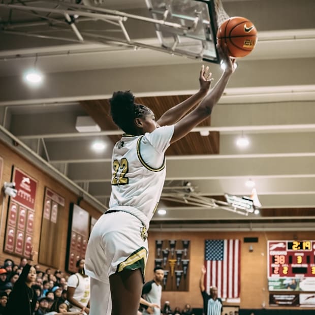 Nebraska commit Allana Neale shoots the ball for Ontario Christian High School in Los Angeles.