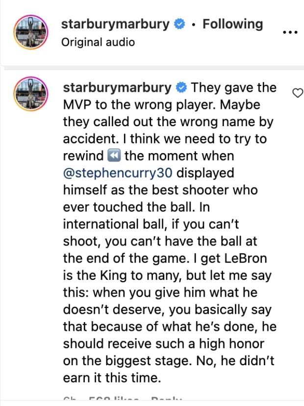 Stephon Marbury's Comment