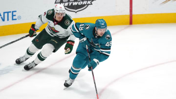 Mar 11, 2023; San Jose, California, USA; San Jose Sharks center Tomas Hertl (48) skates with the