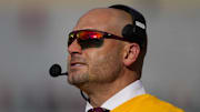 Nov 29, 2024; Madison, Wisconsin, USA;  Minnesota Golden Gophers head coach P.J. Fleck during the game against the Wisconsin Badgers at Camp Randall Stadium. Mandatory Credit: Jeff Hanisch-Imagn Images