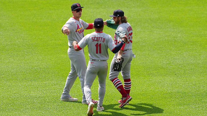 Lars Nootbaar, Victor Scott II, Brendan Donovan, St. Louis Cardinals 