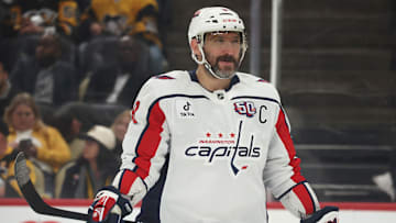 Washington Capitals left wing Alex Ovechkin looks on against the Pittsburgh Penguins during the second period at PPG Paints Arena. 
