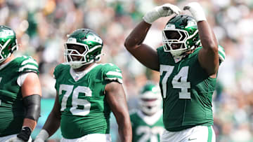 NY Jets offensive linemen Olu Fashanu and John Simpson