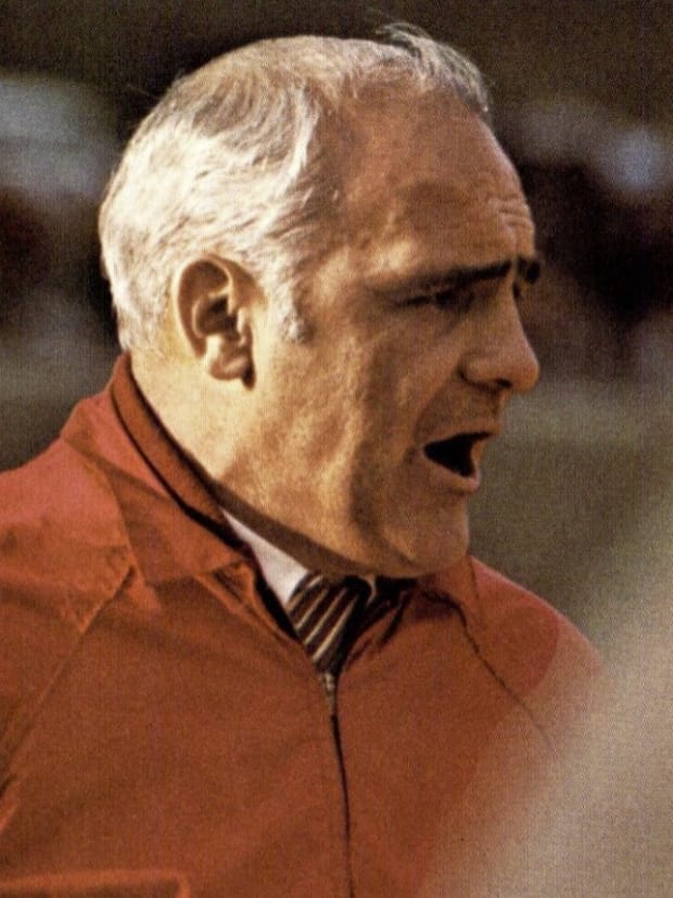 Indiana football coach John Pont, shown during the Hoosiers' turmoil-ridden 1969 season.