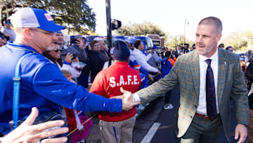 Florida Gators head coach Billy Napier participates in Gator Walk at Ben Hill Griffin Stadium in Gainesville, FL on Saturday, November 23, 2024 before the game against the University of Mississippi. [Doug Engle/Gainesville Sun]