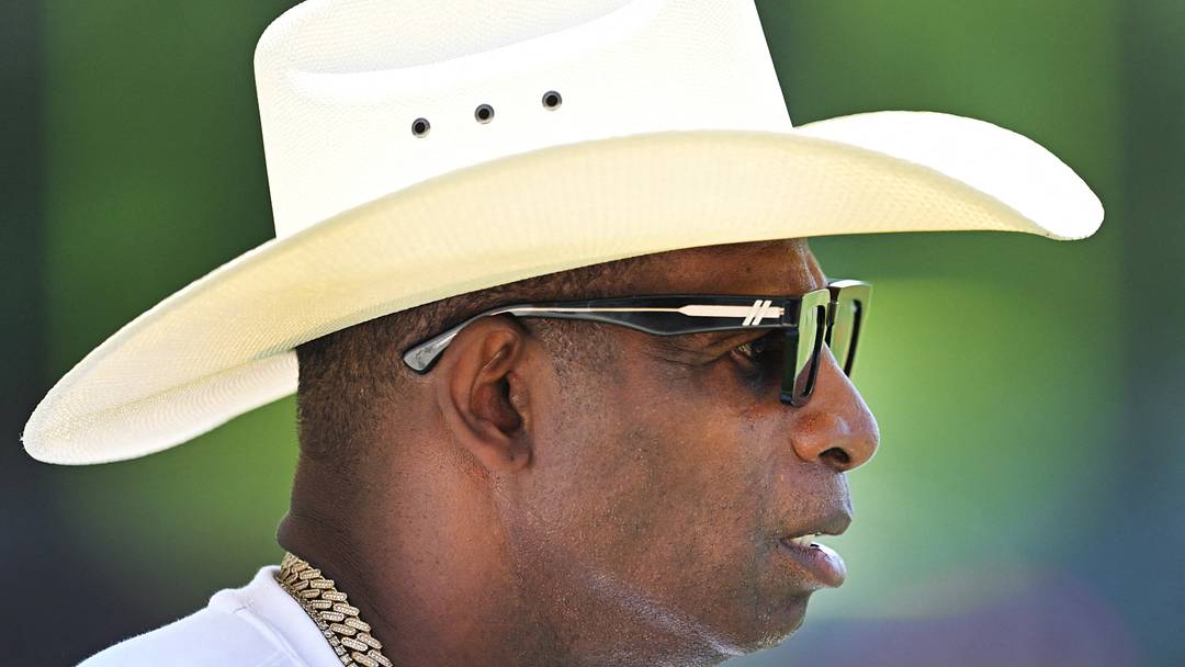Jul 30, 2026; Berea, OH, USA; Former NFL player Deion Sanders arrives at Cleveland Browns training camp at CrossCountry Mortgage Campus Jul 30, 2026; Berea, OH, USA; Former NFL player Deion Sanders arrives at Cleveland Browns training camp at CrossCountry Mortgage Campus