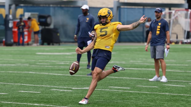 West Virginia University punter Oliver Straw.