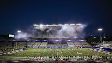 Nov 28, 2020; Seattle, Washington, USA; General view of Alaska Airlines Field at Husky Stadium during kickoff of a game between the Utah Utes and Washington Huskies. Mandatory Credit: Joe Nicholson-USA TODAY Sports