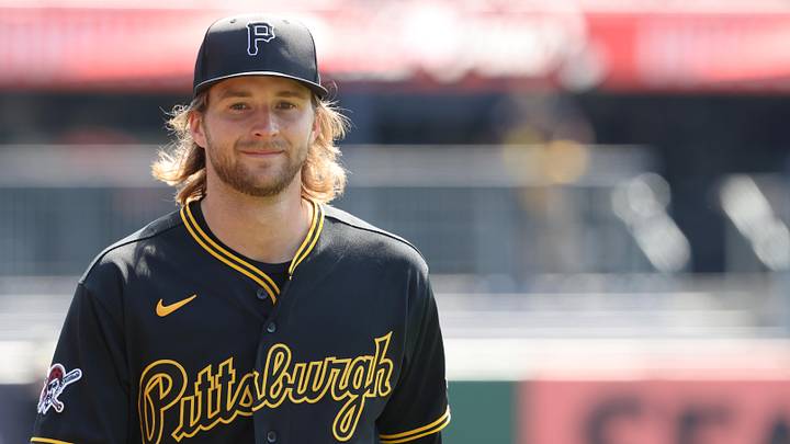 May 17, 2026; Pittsburgh, Pennsylvania, USA; Pittsburgh Pirates pitcher Carmen Mlodzinski (50) walks on the field before the game against the Philadelphia Phillies at PNC Park. Mandatory Credit: Charles LeClaire-Imagn Images