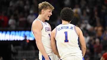 Florida Gators forward Thomas Haugh (10) and guard Walter Clayton Jr. (1)