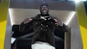 Alabama Crimson Tide offensive lineman Tyler Booker is selected by the Dallas Cowboys as the number twelve pick in the first round of the 2025 NFL Draft. 