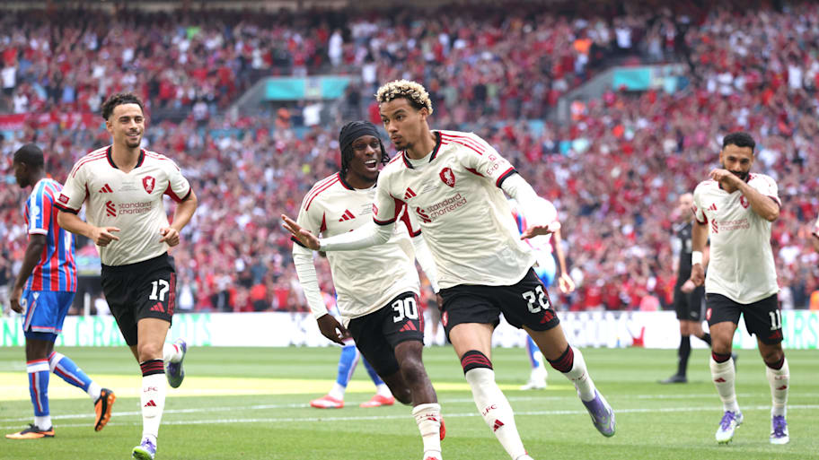 Hugo Ekitiké celebrating for Liverpool.