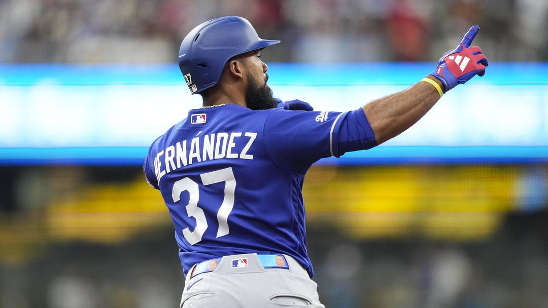 May 23, 2026; Milwaukee, Wisconsin, USA; Los Angeles Dodgers left fielder Teoscar Hernandez (37) celebrates while rounding the bases after hitting a home during the fourth inning against the Milwaukee Brewers at American Family Field. Mandatory Credit: Jeff Hanisch-Imagn Images May 23, 2026; Milwaukee, Wisconsin, USA; Los Angeles Dodgers left fielder Teoscar Hernandez (37) celebrates while rounding the bases after hitting a home during the fourth inning against the Milwaukee Brewers at American Family Field. Mandatory Credit: Jeff Hanisch-Imagn Images