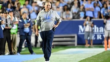 North Carolina Tar Heels head coach Bill Belichick on the sidelines in the first quarter at Kenan Stadium.