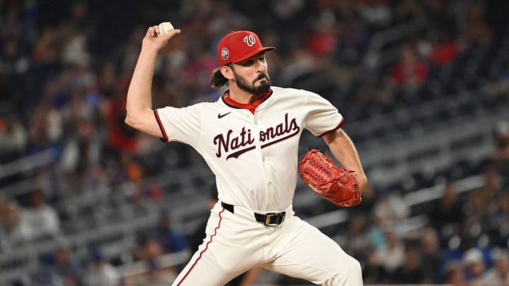 Aug 20, 2025; Washington, District of Columbia, USA; Washington Nationals relief pitcher Cole Henry (99) throws a pitch against the New York Mets during the sixth inning at Nationals Park. Mandatory Credit: Rafael Suanes-Imagn Images