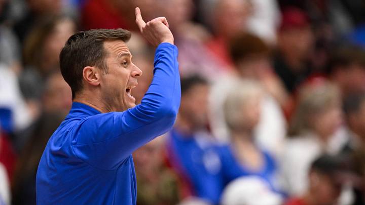 Jan 17, 2026; Stanford, California, USA; Duke Blue Devils head coach Jon Scheyer reacts against the Stanford Cardinal.
