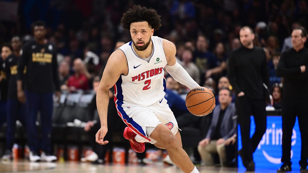May 15, 2026; Cleveland, Ohio, USA; Detroit Pistons guard Cade Cunningham (2) brings the ball up court against the Cleveland Cavaliers during the second half in game six of the second round of the 2026 NBA Playoffs at Rocket Arena. Mandatory Credit: Ken Blaze-Imagn Images May 15, 2026; Cleveland, Ohio, USA; Detroit Pistons guard Cade Cunningham (2) brings the ball up court against the Cleveland Cavaliers during the second half in game six of the second round of the 2026 NBA Playoffs at Rocket Arena. Mandatory Credit: Ken Blaze-Imagn Images