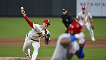 Apr 9, 2024; St. Louis, Missouri, USA;  St. Louis Cardinals starting pitcher Sonny Gray (54) pitches