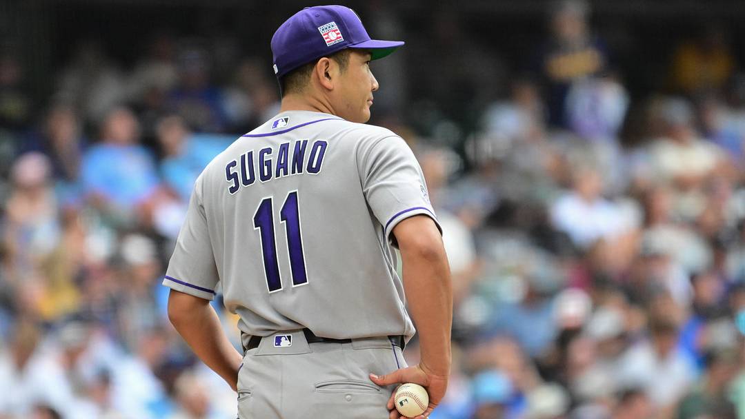 Colorado Rockies starting pitcher Tomoyuki Sugano (11) waits for a pitching change. Colorado Rockies starting pitcher Tomoyuki Sugano (11) waits for a pitching change.